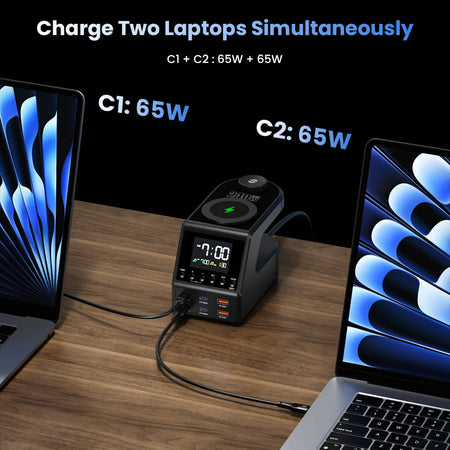 ASOMETECH 240W GaN Charger Station &ndash; Fast Wireless Charging with Time Display