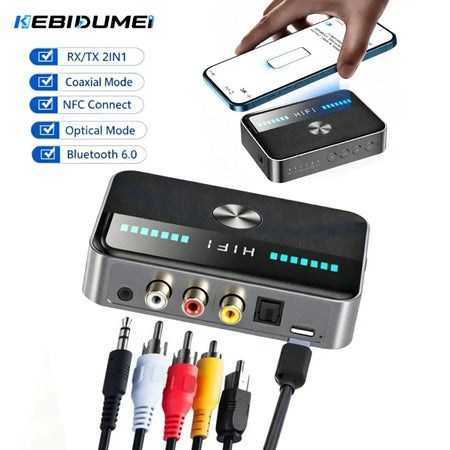 KEBIDUMEI NFC Bluetooth 6.0 Audio Receiver Transmitter Digital to Analog Converter DAC Low Latency Music Wireless Adapter by InterCyprus Trading Ltd