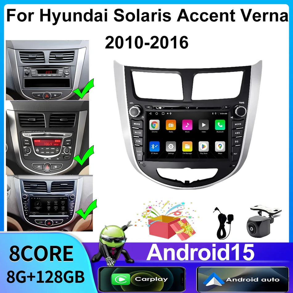 7-calowy radioodtwarzacz Android do Hyundai Solaris Accent Verna 2010-2016 z GPS i Carplay