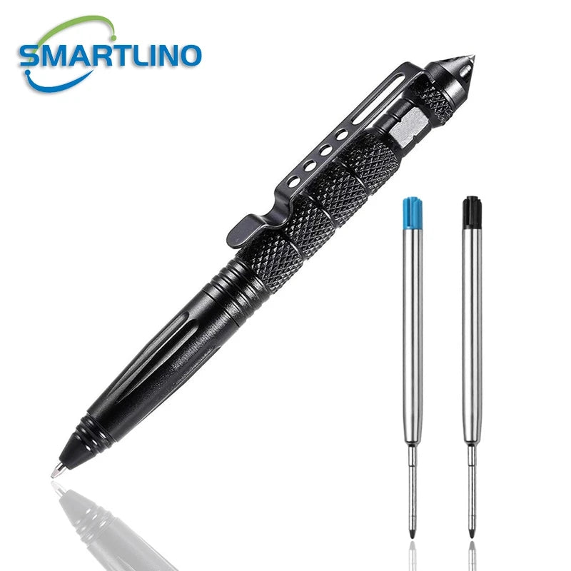 Self Defense Tactical Pen &ndash; Emergency Glass Breaker Black with refills