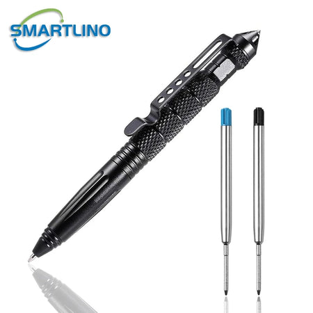 Self Defense Tactical Pen &ndash; Emergency Glass Breaker Black with refills