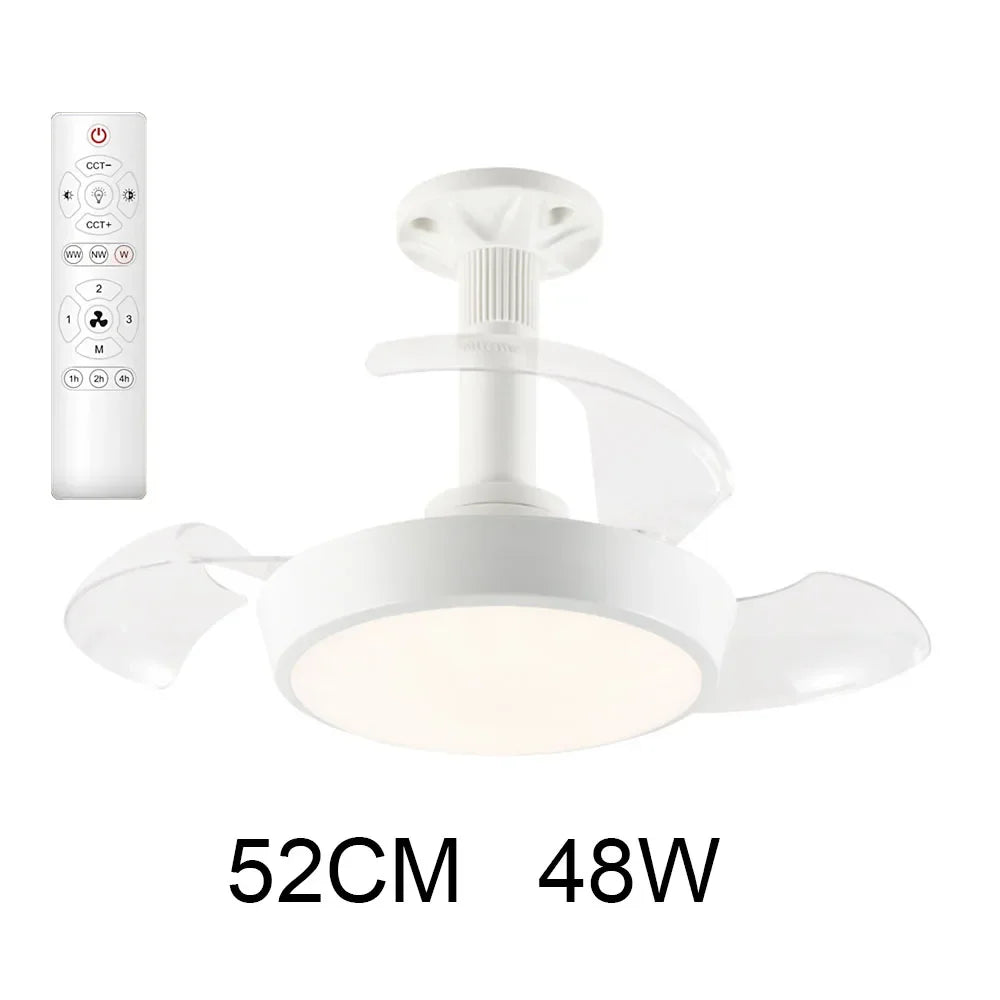 Ceiling Fan Light 48W - Three Lighting Modes And Quiet Motor 52cm
