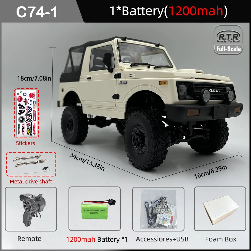 WPL C74-1 1/10 RC Car Jimny Warrior JA11 4WD 2.4G Crawler On-Road Toy C74-1-1B1200-MDS-S-P