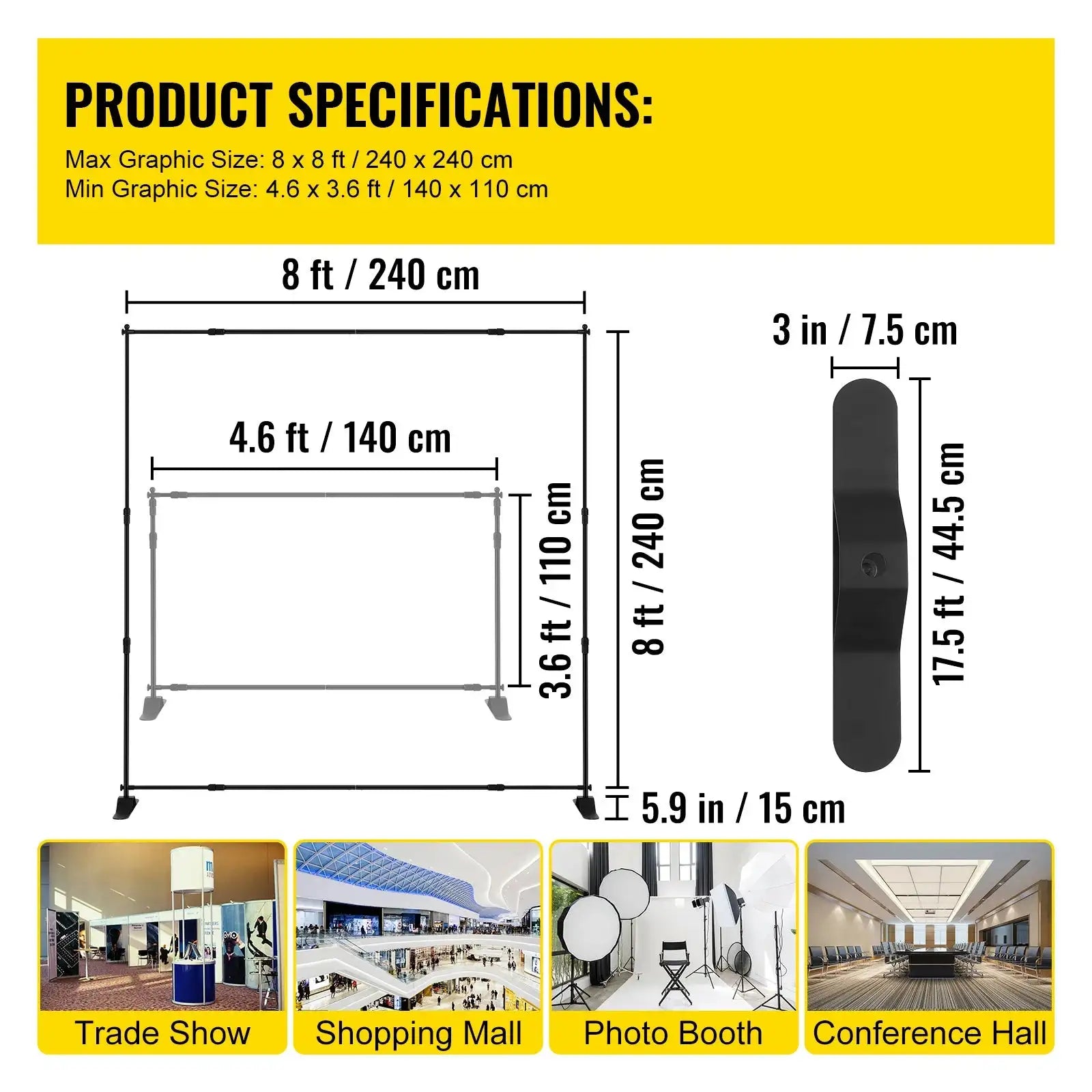 2.4x2.4M Adjustable Telescopic Backdrop Stand