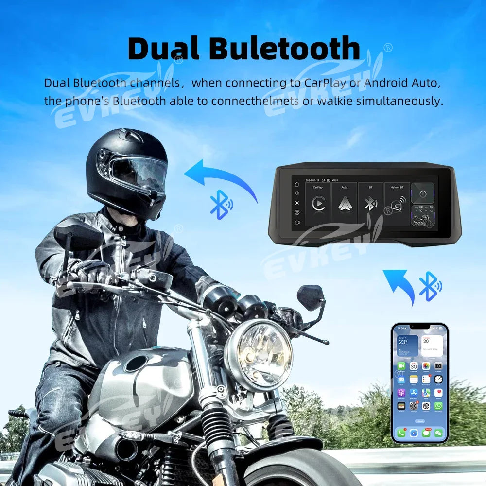 EKIY 7 Inch Portable Motorcycle Navigation GPS &ndash; Wireless CarPlay and IPX7 Waterproof