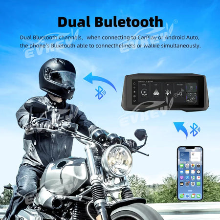EKIY 7 Inch Portable Motorcycle Navigation GPS &ndash; Wireless CarPlay and IPX7 Waterproof