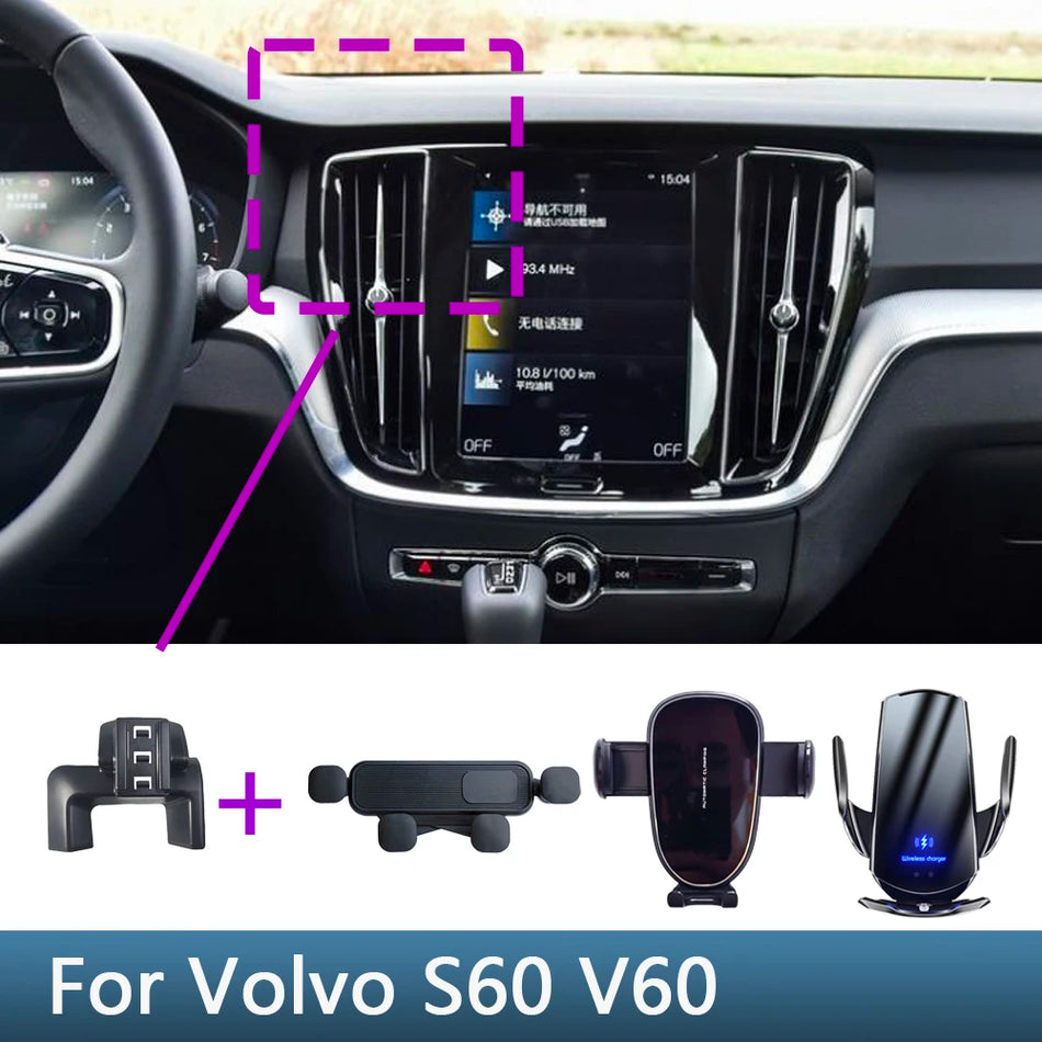 Suport fix pentru mașină Volvo S60 V60 cu încărcare wireless