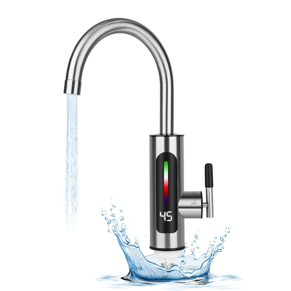 Instant Hot Water Faucet Deck Mounted Thermostatic Stainless Steel Kitchen Tap
