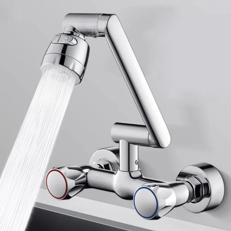 2 Mode Wall Faucet – Cold Hot Water Mixer 360 Rotation