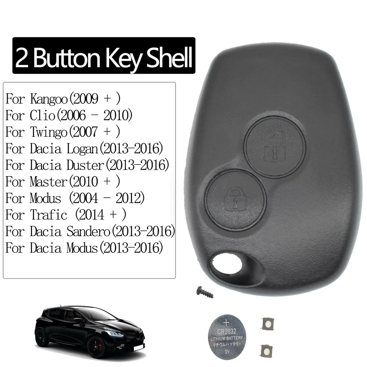 2/3 Button Switch Car Remote Key Shell Fob Case For Renault Clio Trafic Twingo Kangoo Master Modus Dacia Duster Sandero Modus by InterCyprus Trading Ltd