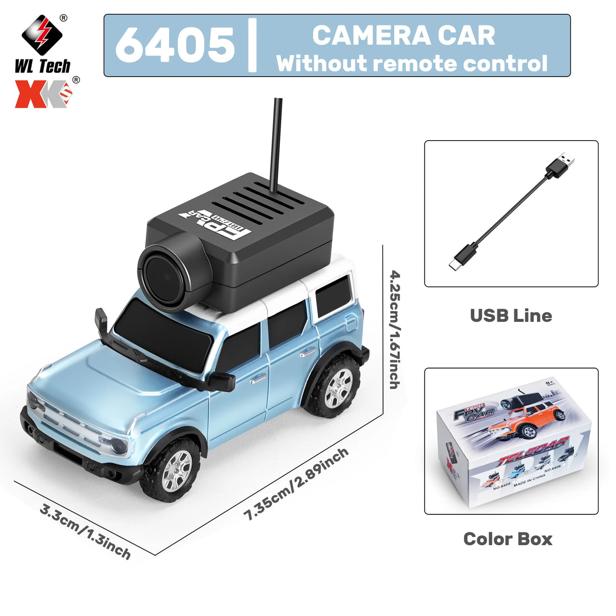 WLtoys 1/64 Mini RC Car &ndash; 720P FPV Camera For Kids Fun 6405 Blue