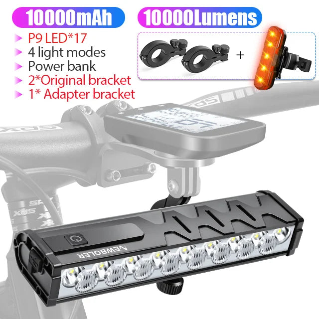 NEWBOLER 10000 Lumen Front Bicycle Light with USB Charging and Waterproof Design LIG015-305-052