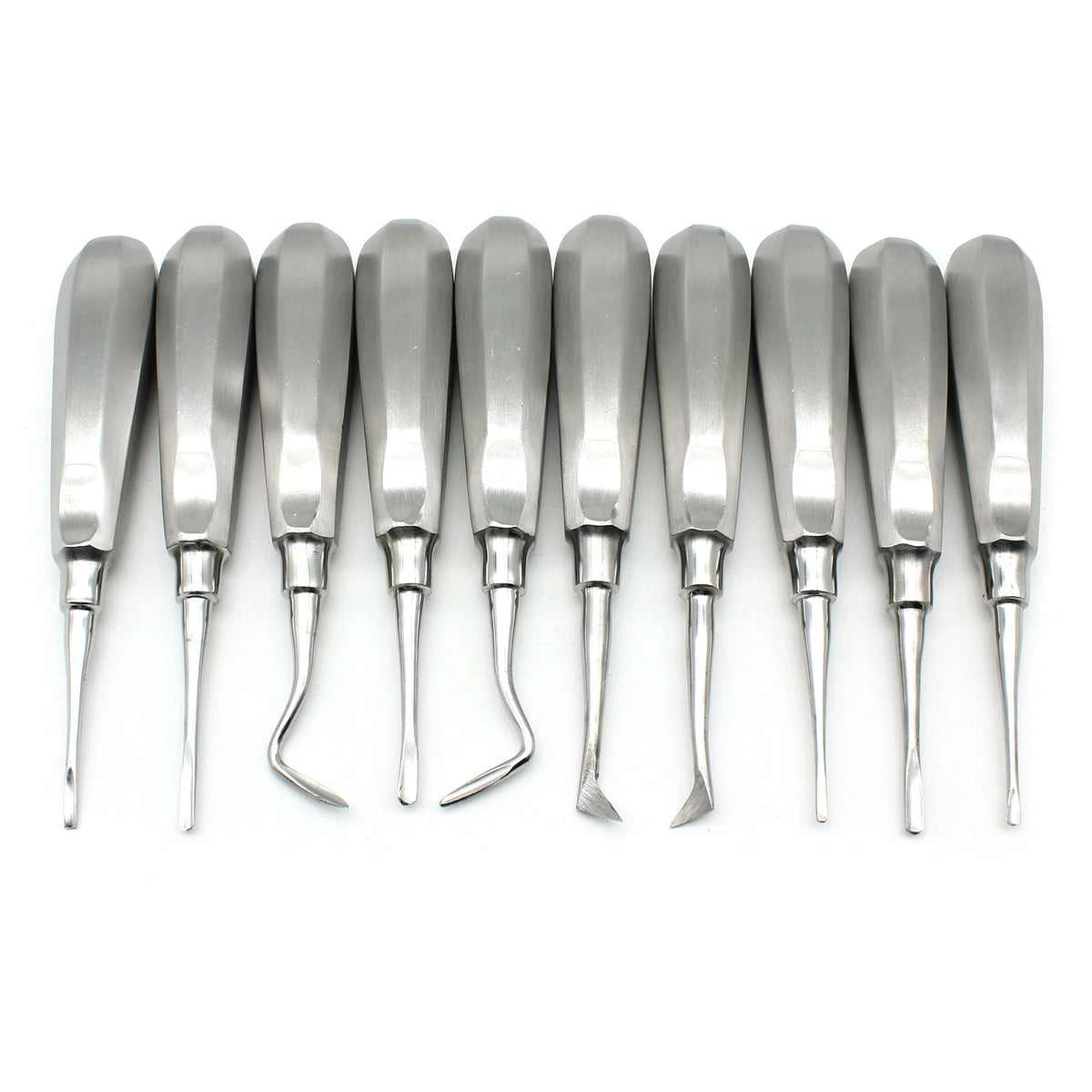 10pcs Dental Elevator Set &ndash; Stainless Steel Curved Root Lift