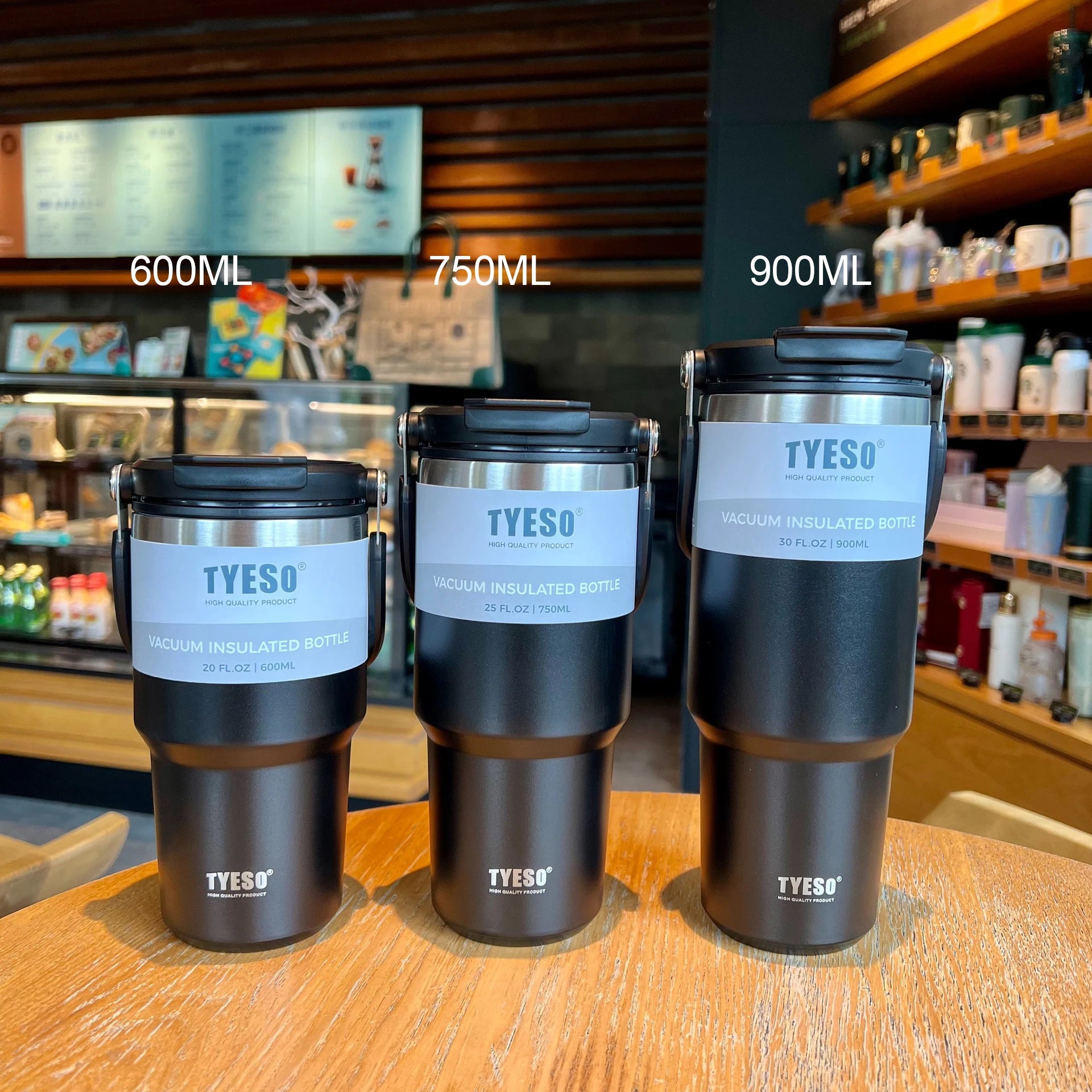 Tyeso Stainless Steel Thermos Bottle &ndash; Vacuum Flask Black-1pcs / 600ML