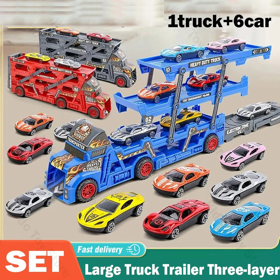 Παιχνίδι Αυτοκινητάκι με Τρεις Στρώσεις και Αναδιπλούμενη Ράγα Εκτόξευσης για Παιδιά 1:64 ABS Πλαστικό