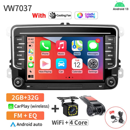 7Inch Car Radio VW Passat Tiguan GOLF - CarPlay GPS 2 32G DVR 12LED MIC