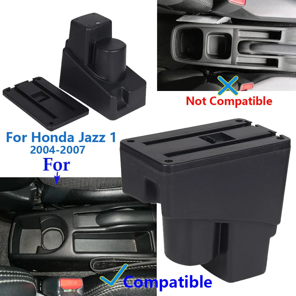 Armsteunbox Voor Honda Jazz En Fit Jazz, PU Leer Opbergconsole Met ABS Constructie