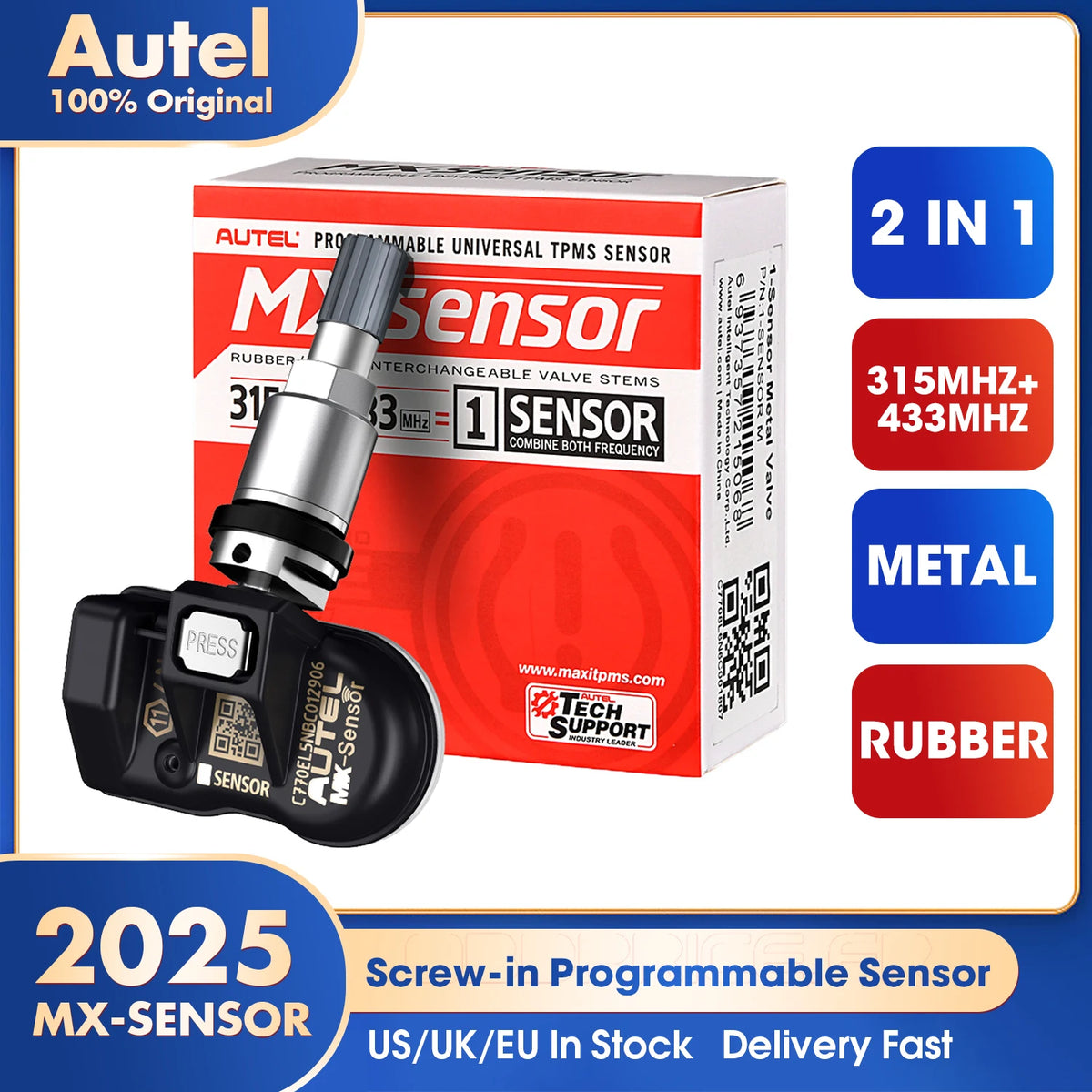 Autel TPMS MX Sensor 315MHz 433MHz - Cloneable Programming