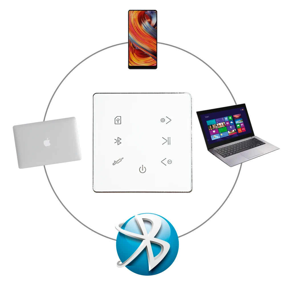 YINLEENCL Mini Touch Smart Bluetooth Wall Amplifier with Remote Control