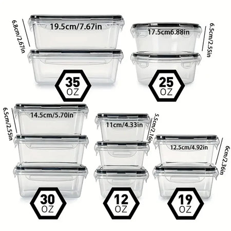 Kitchen Food Containers 12pc Set &ndash; Durable BPA Free Storage