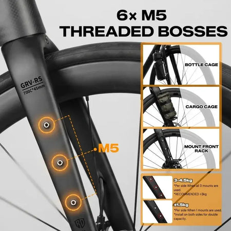 RACEDUEL Carbon Gravel Bike Fork 12x100mm Thru Axle 700C 45mm Tire Internal Wiring Lightweight Disc Brake Bicycle Front Fork by InterCyprus Trading Ltd