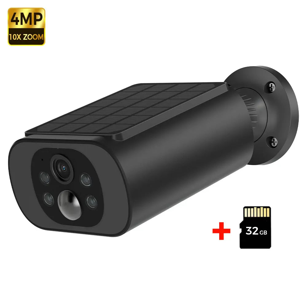 ALEVIO Solar Camera Outdoor WIFI  Wireless Security Cam 2.5K Ultra Standby Time PIR Light Color Night Vision AI Detect CCTV Cam Black n 64G / CHINA