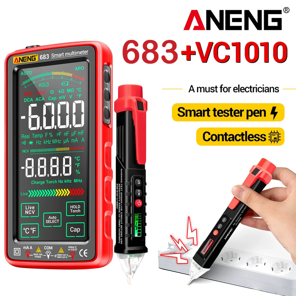 ANENG 683 Rechargeable Touch Screen Multimeter 6000 Counts, AC/DC Voltage Tester