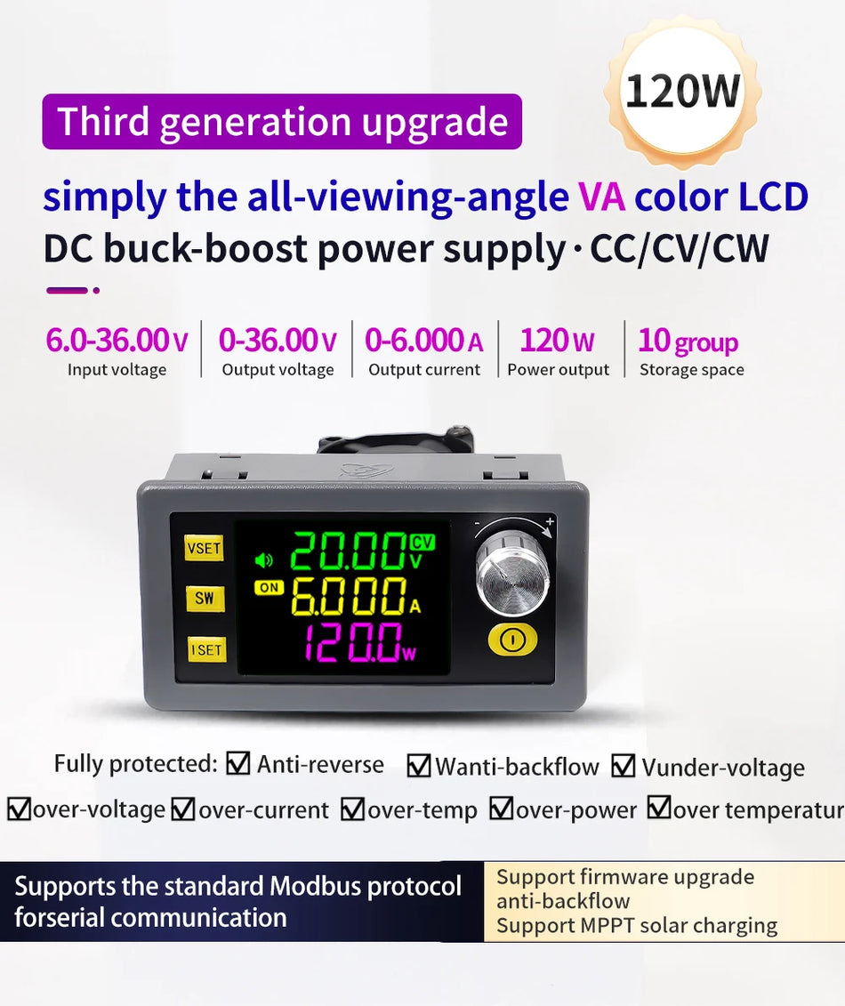 Przetwornica DC-DC Buck-Boost 0-36V, 60W/120W Regulowany Moduł Zasilania