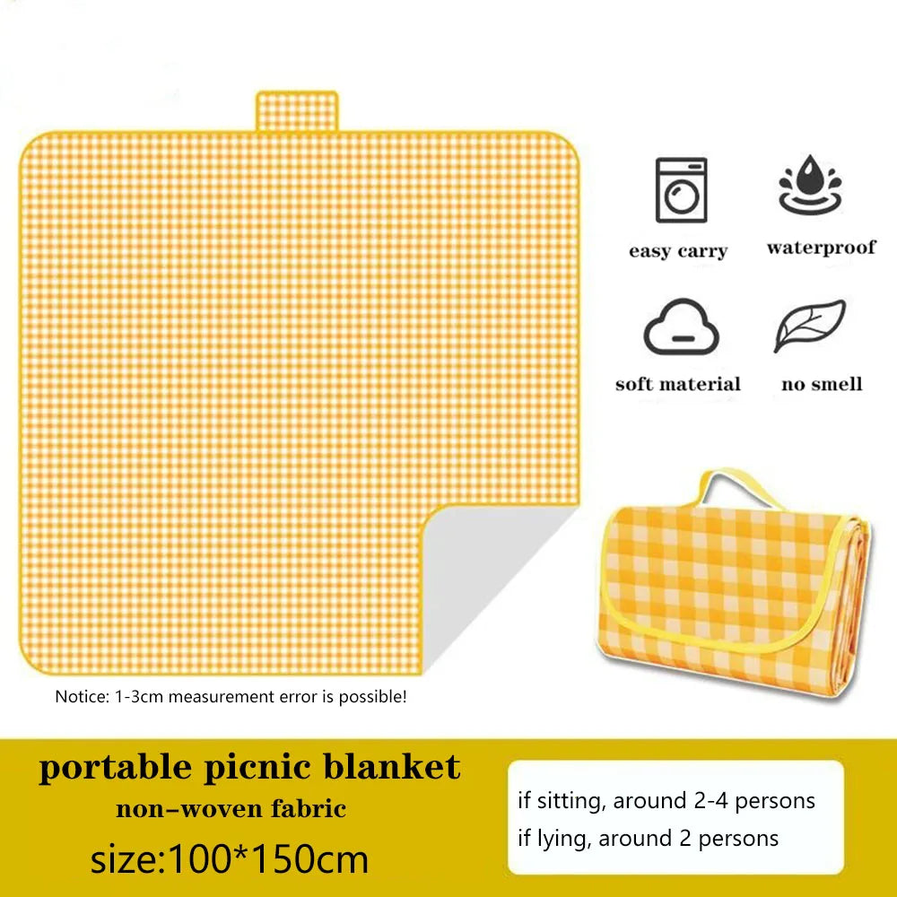 Foldable Picnic Mat &ndash; Moisture-Proof and Waterproof Design yellow-100x150cm