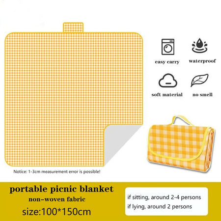 Foldable Picnic Mat &ndash; Moisture-Proof and Waterproof Design yellow-100x150cm