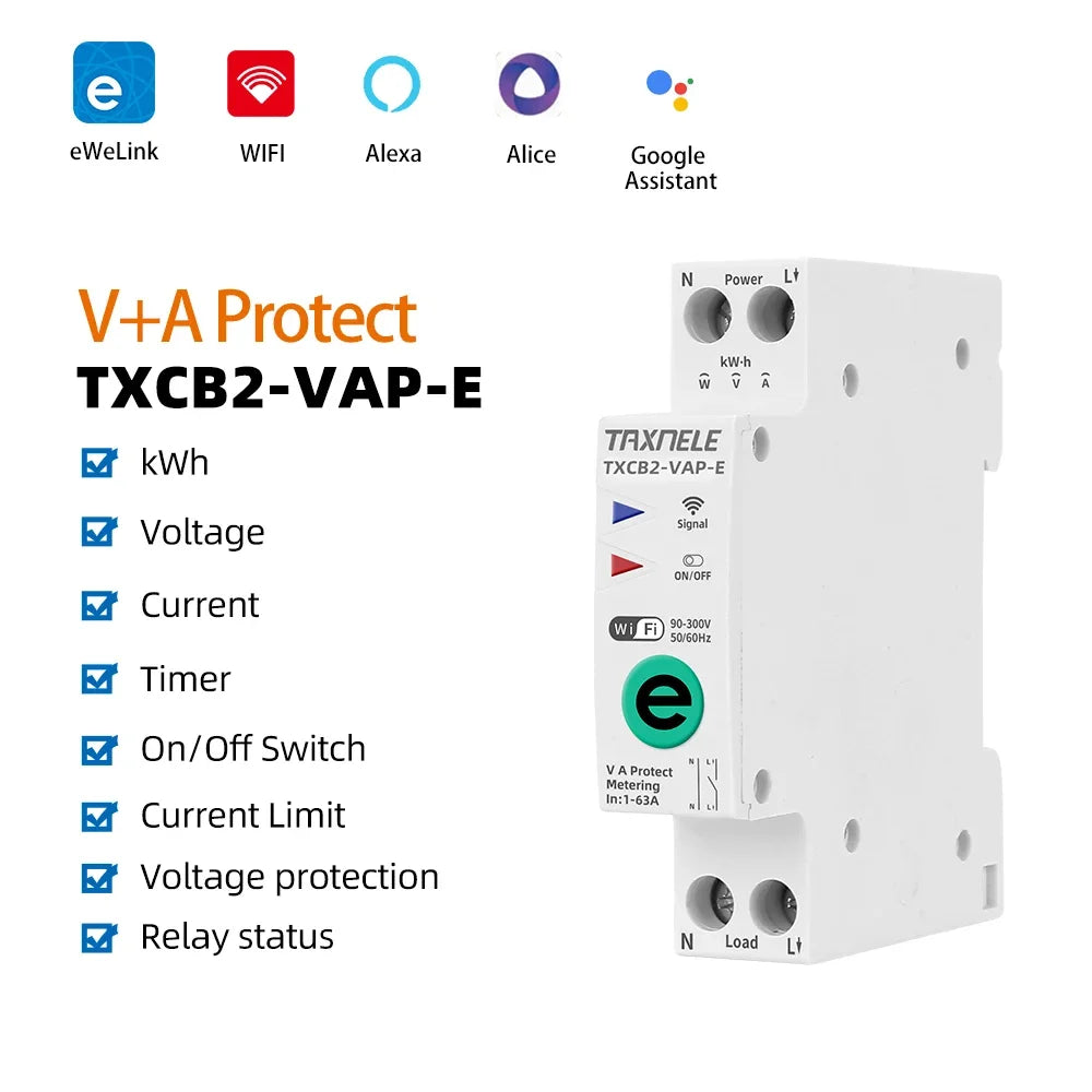 APNEU WiFi Smart Circuit Breaker with Energy Meter and Remote Control