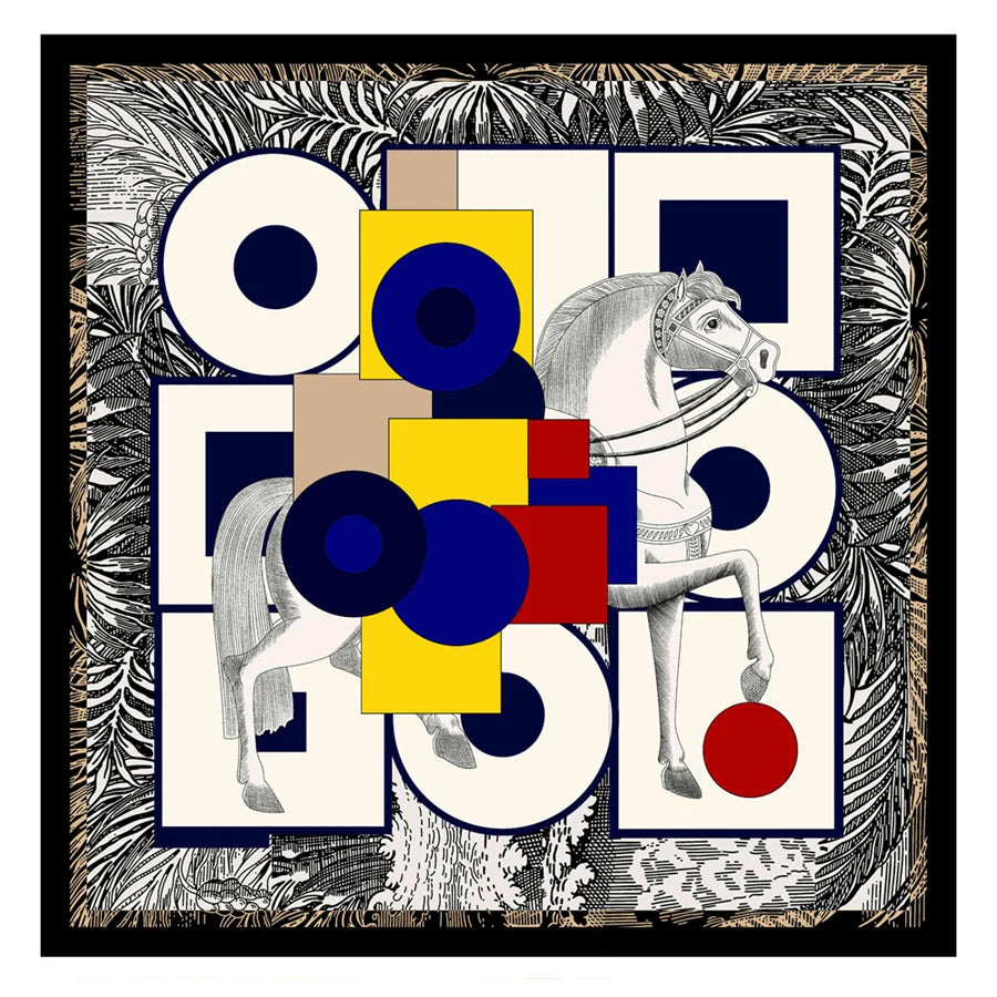 POBING Twill Silk Square Scarf &ndash; Captivating Giraffe Print