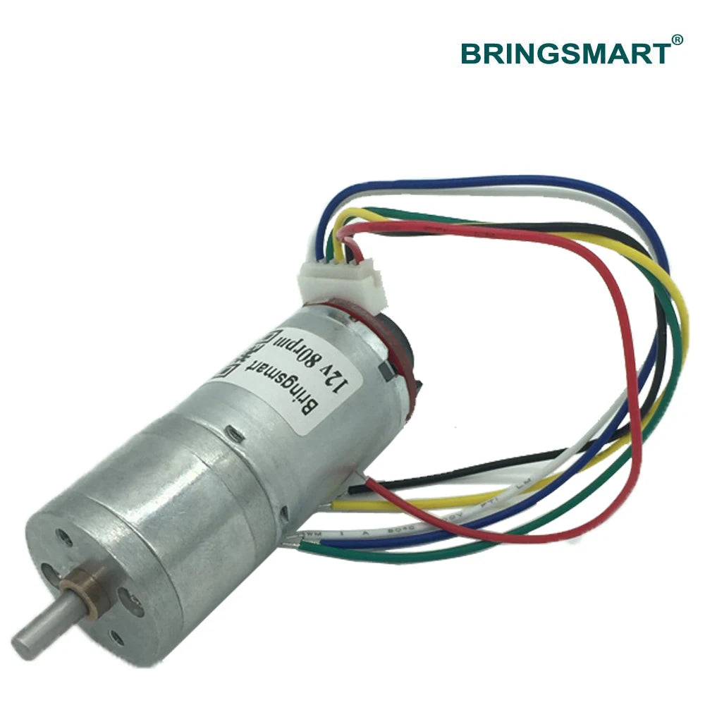 JGA25-371 12V DC Gear Motor with Encoder - 18-1930RPM, Reversible Speed Control