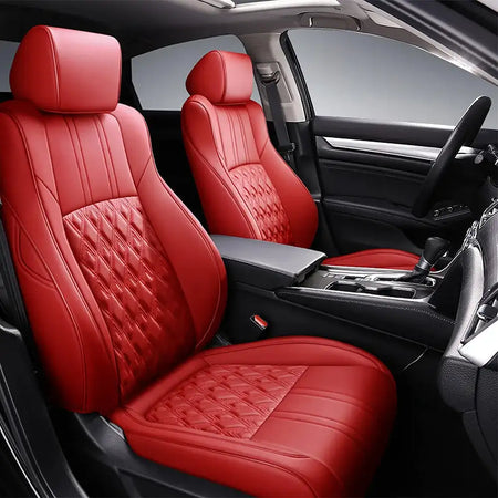 Honda Accord X Faux Leather Full Coverage Custom Seat Covers red / CHINA