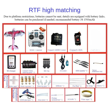 3D Mercury Fixed Wing RC Plane DIY Kit RTF Red and white