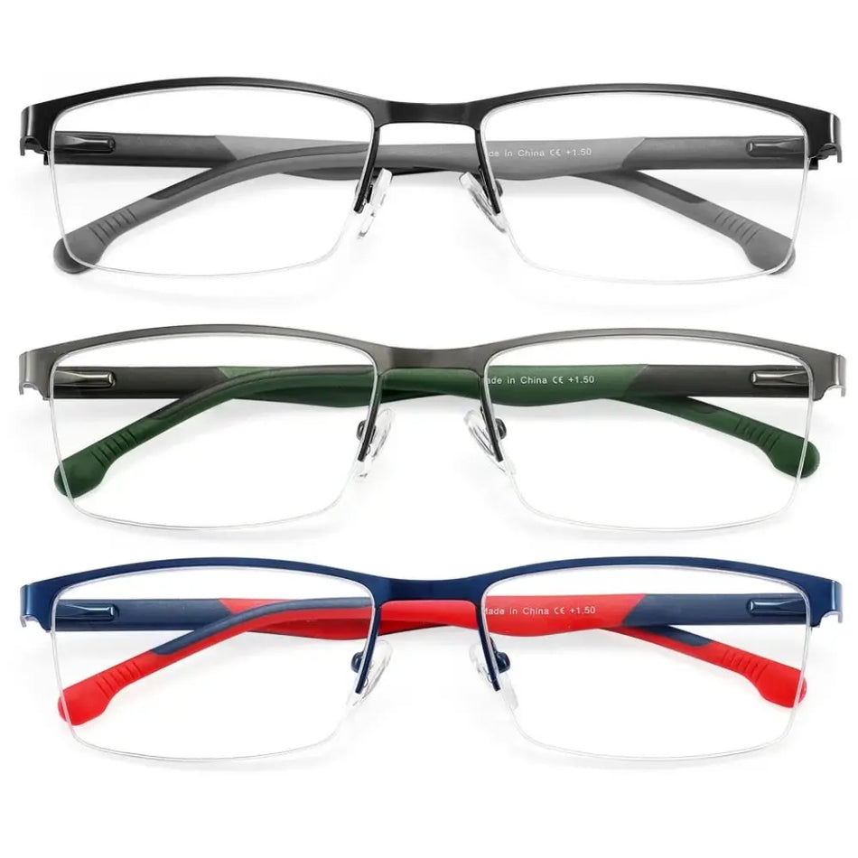 Blue Light Blocking Reading Glasses With Metal Frame HD Lens 3 Pack by InterCyprus Trading Ltd