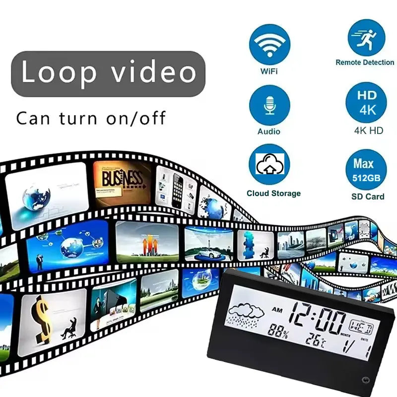 4K HD LED Clock Camera &ndash; Wi-Fi Motion Detection and Display