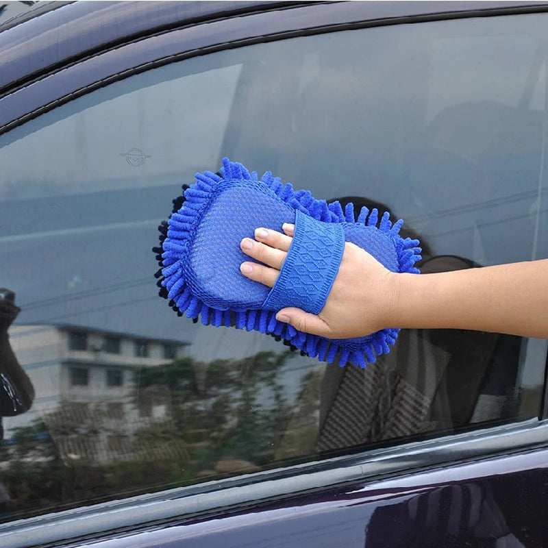 Ultrafijne Chenille Auto Was Handschoenen Met Polyester Spons, Raam Borstel