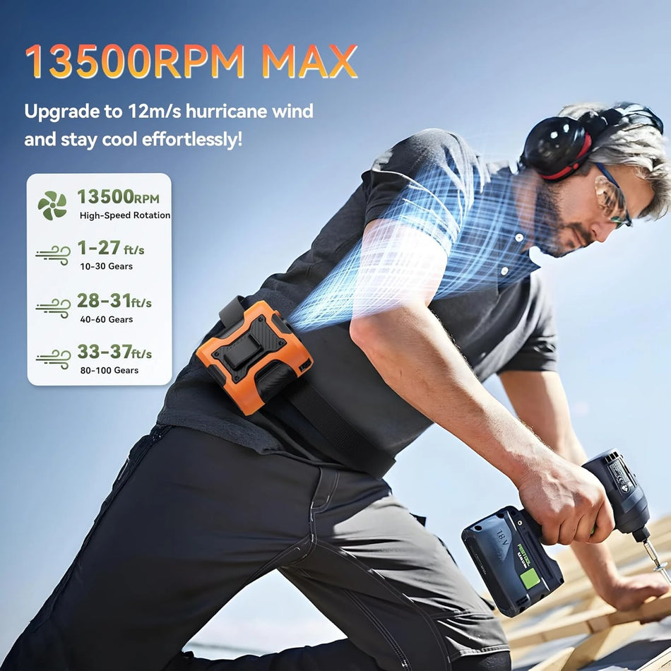 Waist Fan Clip On Rechargeable Hands Free &ndash; Lightweight