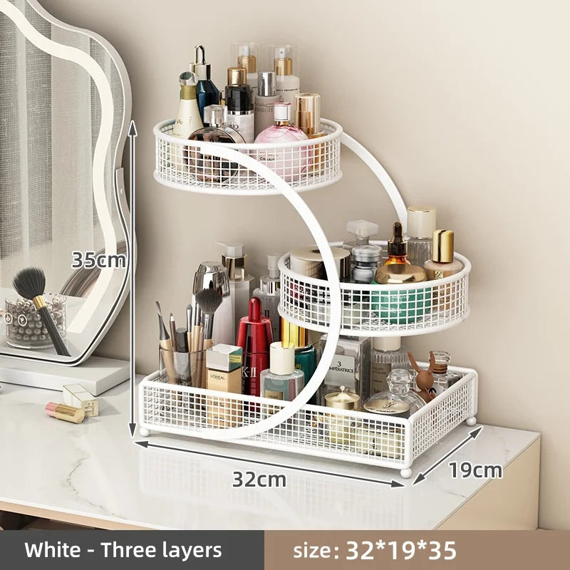 Multi Layer Shelf Cosmetics Rack &ndash; No Install Large White-three layers