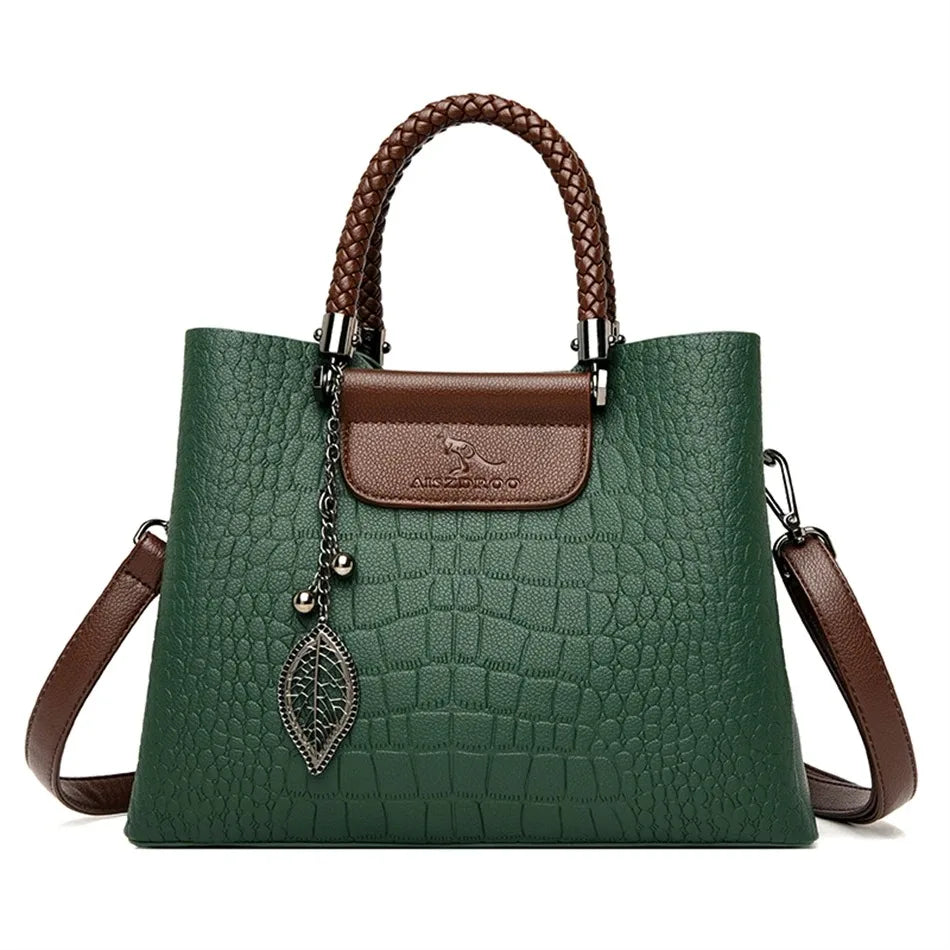 VANDERWAH Soft Leather Luxury Tote Handbag for Women Green