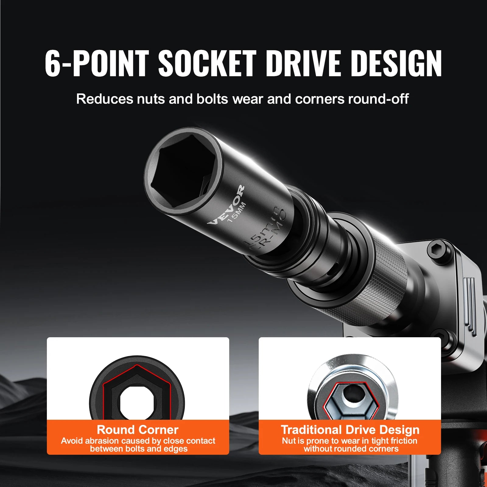 SucceBuy 360 Swivel Socket Set 3 Eighth Inch - Cr Mo Alloy