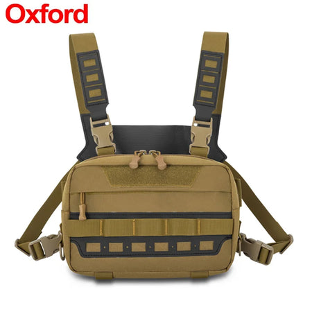 Fishing Tactical Chest Rig Bag - Durable MOLLE Front Vest Oxford Khaki