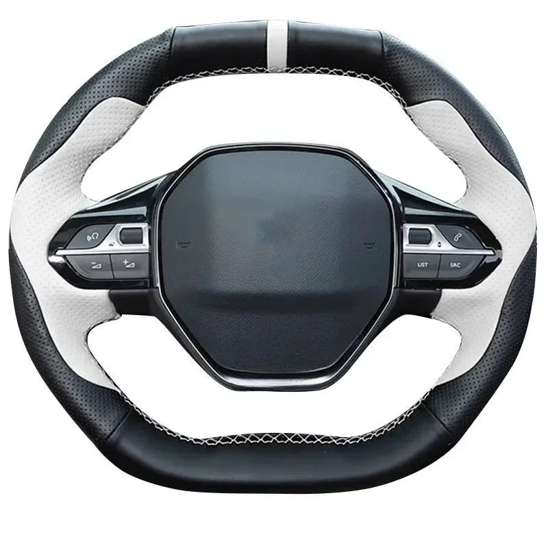 Steering Wheel Cover Hand Stitched Leather For Peugeot 208 3008 4008 5008 by InterCyprus Trading Ltd