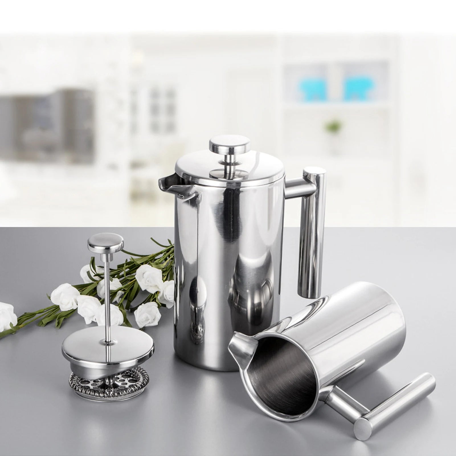 High-Quality Stainless Steel French Press Coffee Pot - Double Walled Insulated
