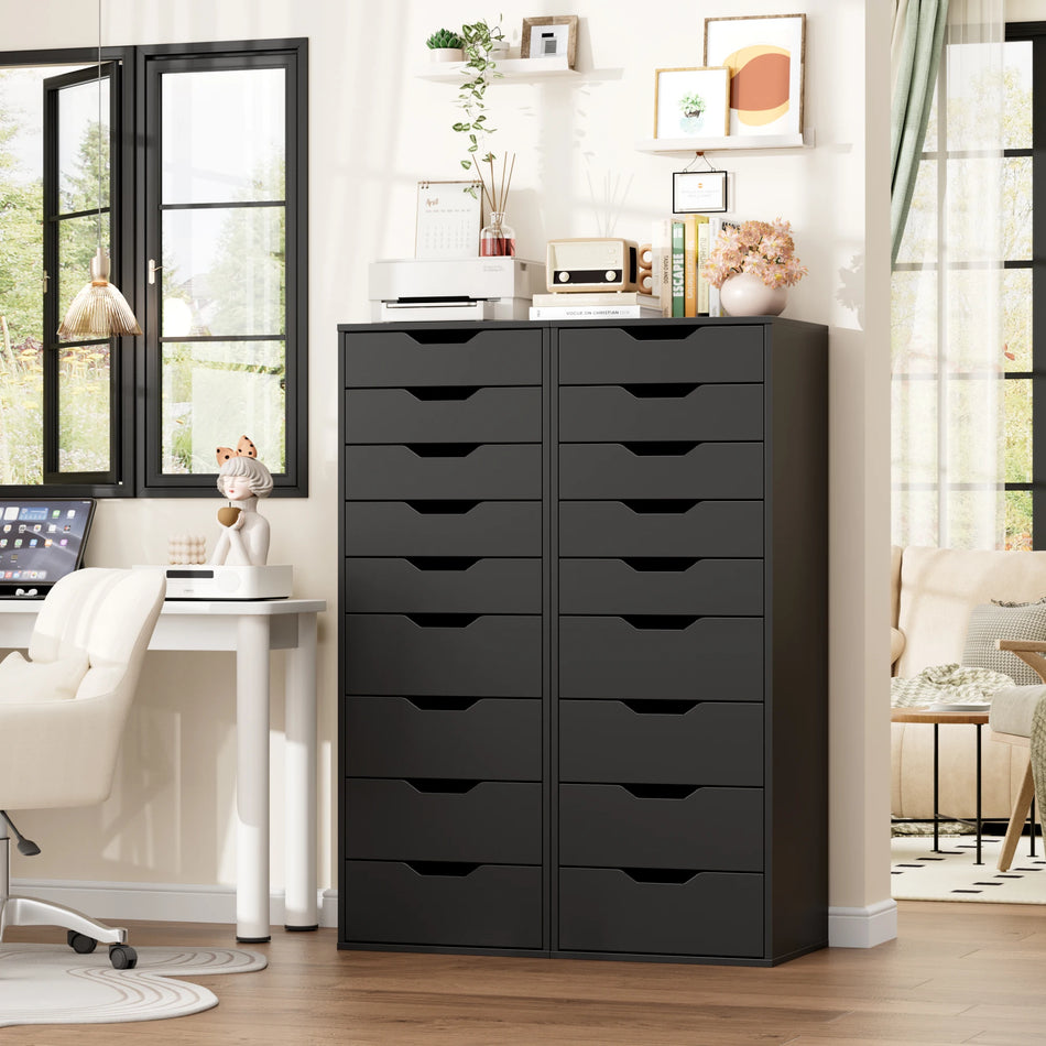 Getone Bílá Vysoká Komoda s 9 Zásuvkami