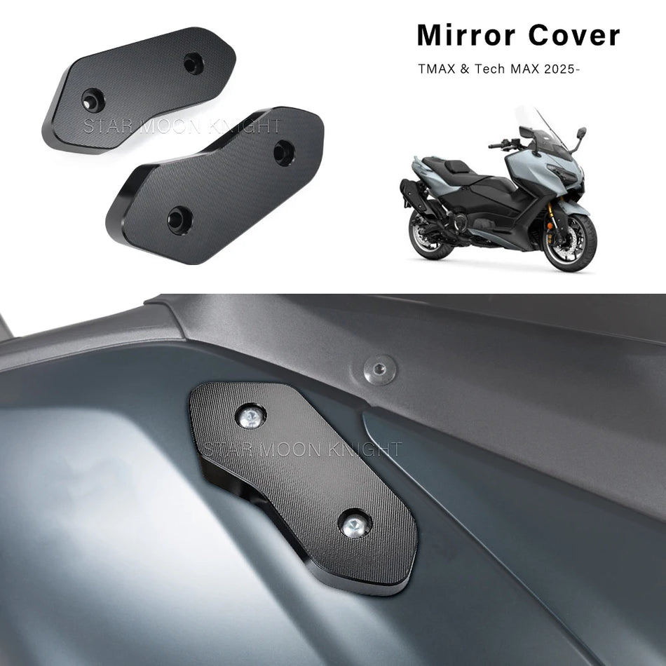 Κάλυμμα Τρύπας Καθρέφτη Yamaha TMAX Tech MAX 2025, Κατασκευασμένο από Αλουμίνιο, Αφαιρετής Καθρέφτη για Σκούτερς