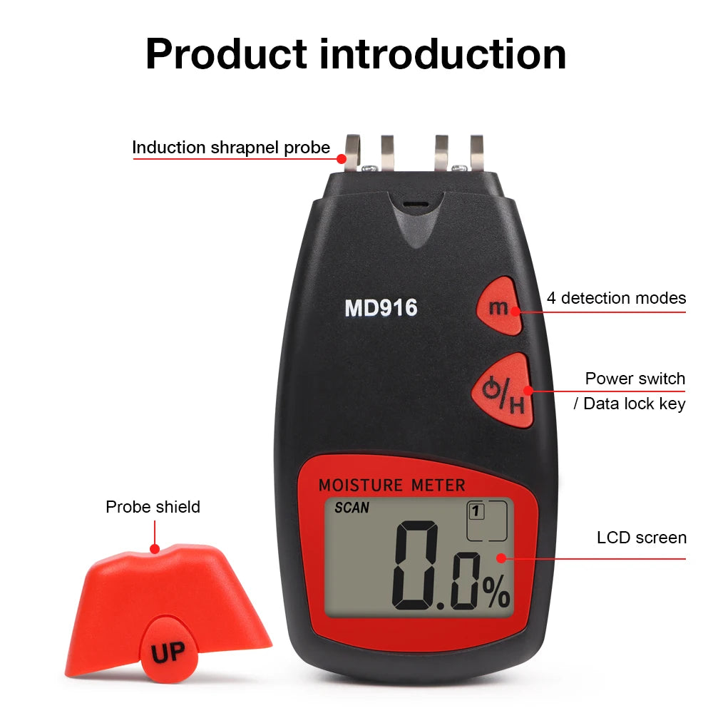 MD916 Paper Moisture Meter &ndash; Humidity Range 2 to 40 Percent Red