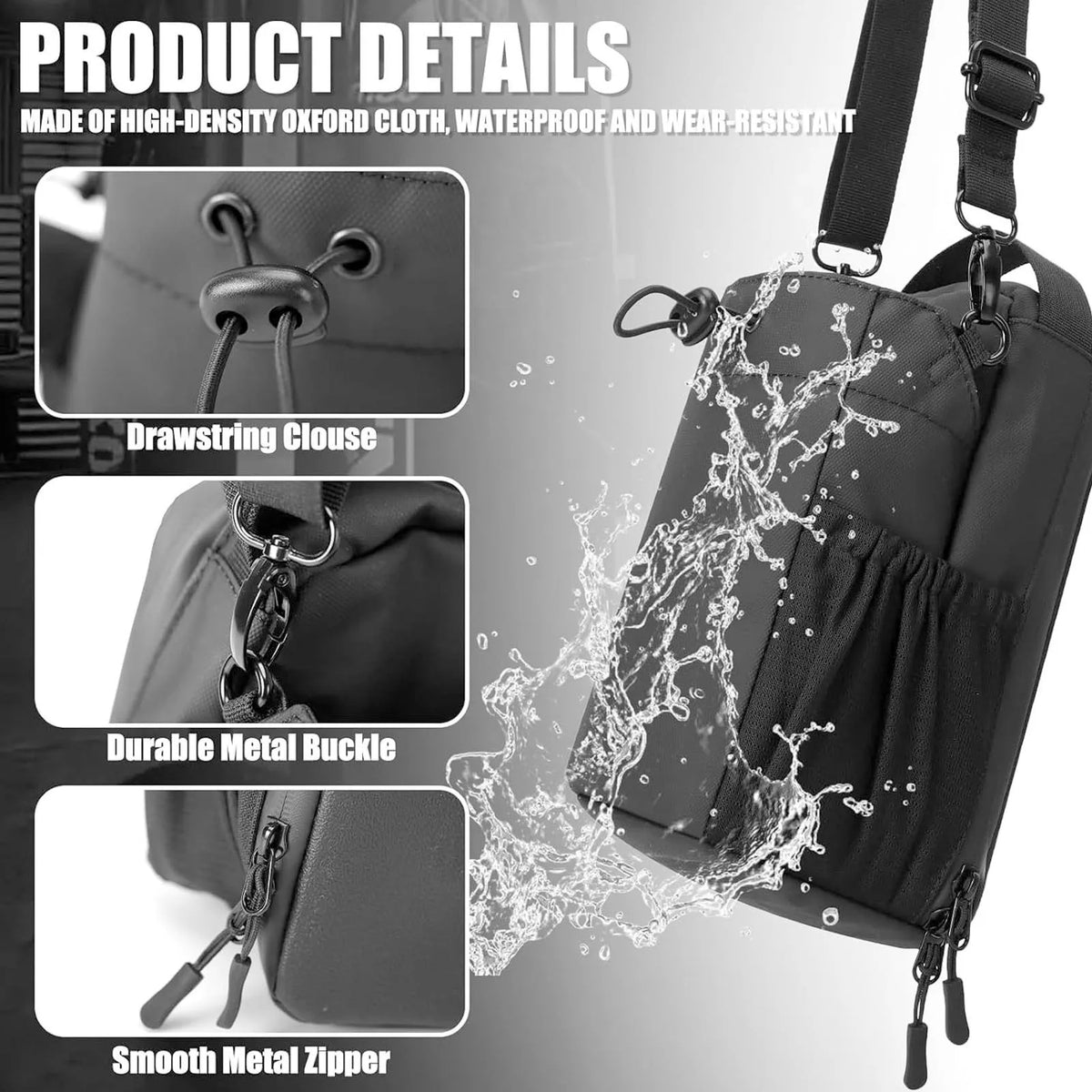 Gym Bottle Bag Magnetic Sling Bag With Strap - Three Magnets