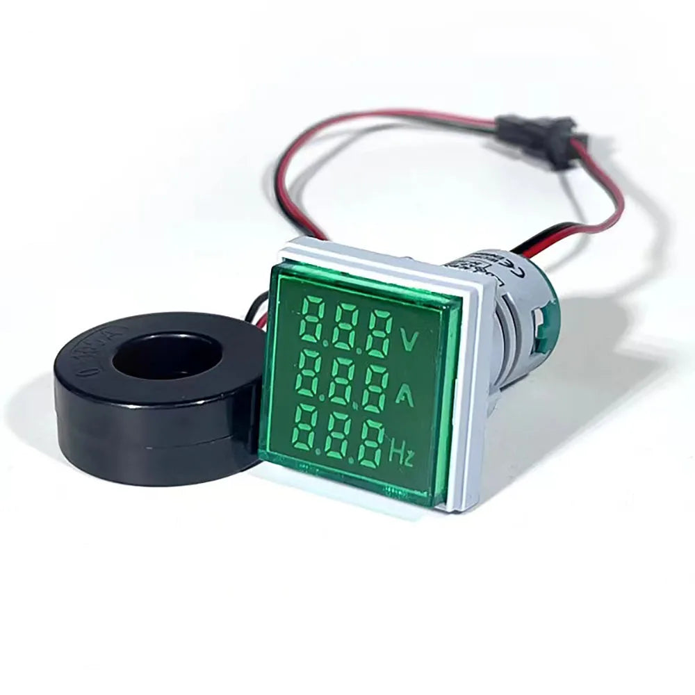 Square LED Digital Voltmeter Ammeter &ndash; Accurate Voltage and Current Measurement Green